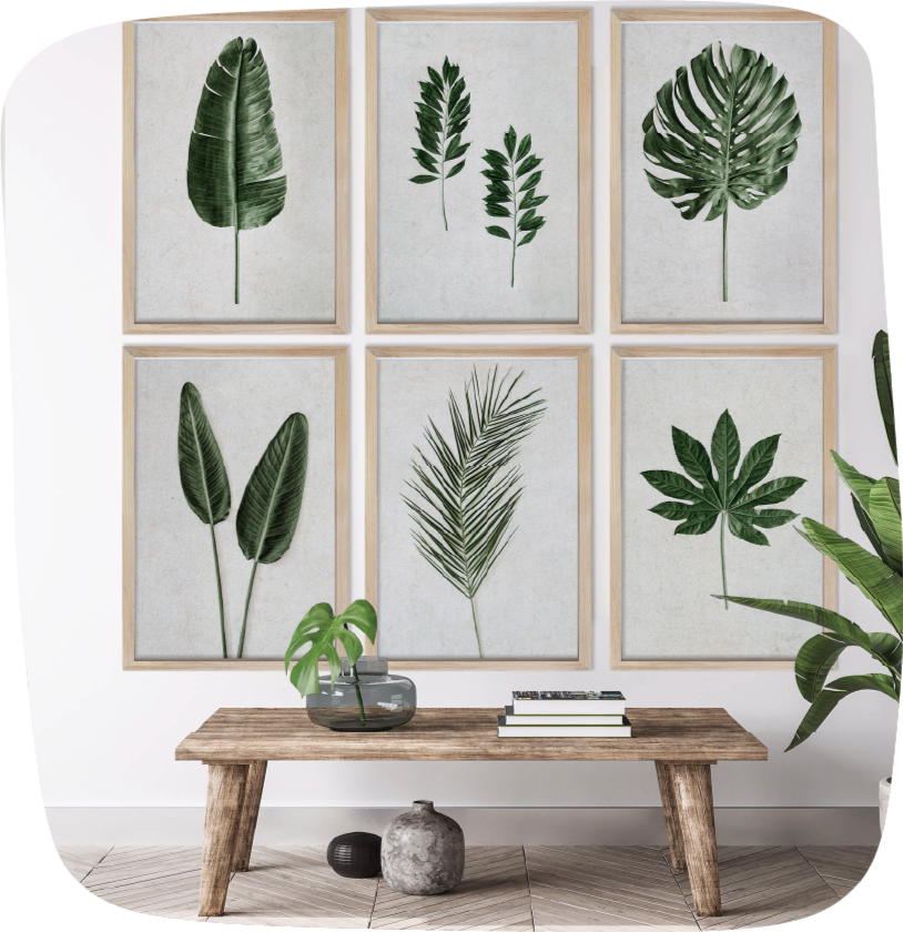 botanical leaf prints, banana leaf, monstera, palm leaf, digital wall art, printable art, tropical greenery decor, UK, England, United Kingdom